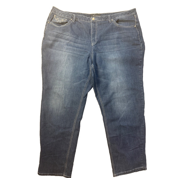 Cato Premium Bling Flap Pocket Dark Denim Jeans 26W Plus Pearl Button Western - Picture 3 of 6